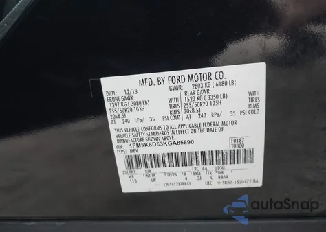 2019 Ford Explorer Xlt from USA, damaged, VIN 1FM5K8D83KGA85890